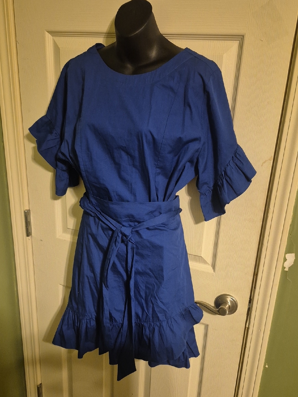 Socialite Royal Blue Ruffle Belted Dress